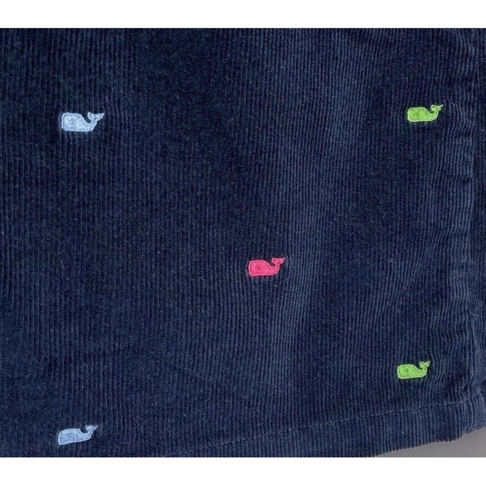 Vineyard Vines Skirt Womens Sz 4 Navy Blue Corduroy Embroidered Whales Preppy - Picture 3 of 7